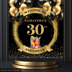 Tenture Elégant 30e anniversaire Black Gold Parties scinti
