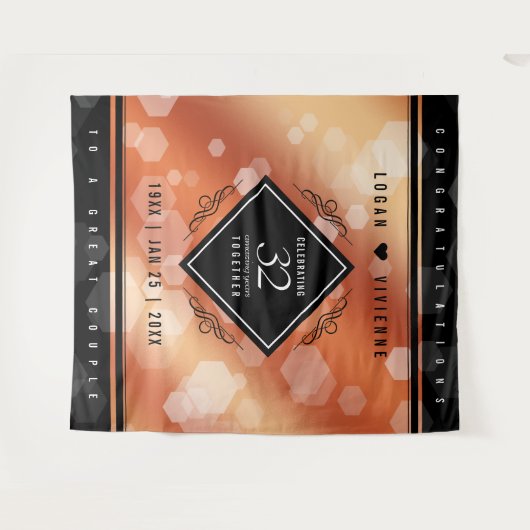 Tenture Élégant 32ème anniversaire de Mariage de bronze (Devant (Horizontal))