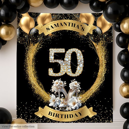 Tenture Élégant 50e anniversaire de fond Numéros de diaman