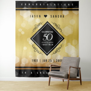 Tenture Élégant 50e anniversaire de mariage d'or