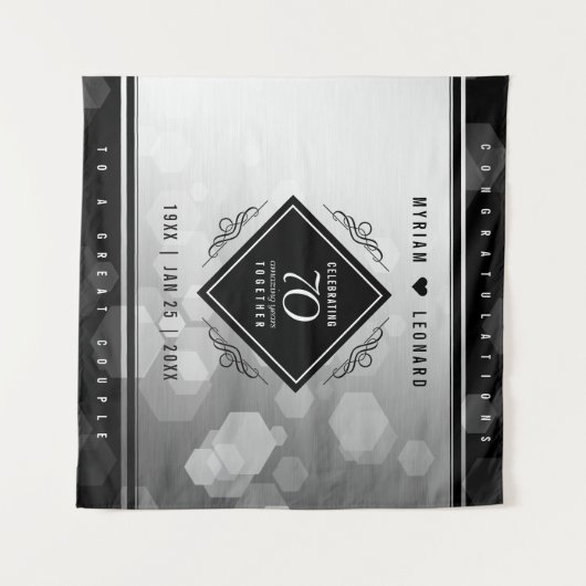 Tenture Élégant 70e anniversaire de mariage Platine (Devant (Horizontal))