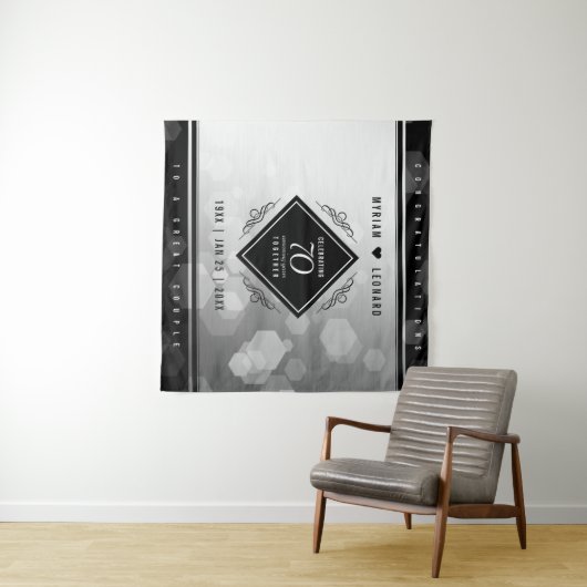 Tenture Élégant 70e anniversaire de mariage Platine (En situation (horizontale))