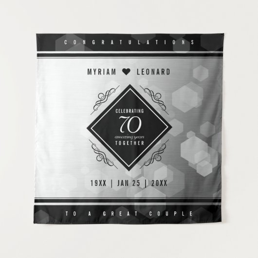 Tenture Élégant 70e anniversaire de mariage Platine (Devant)