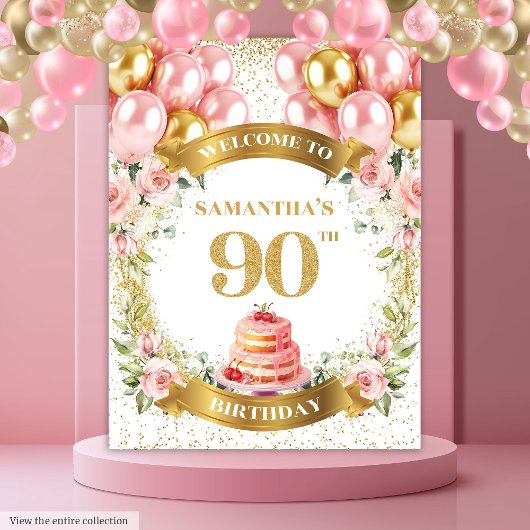 Tenture Elégant 90e anniversaire Blush Gold Rose fond