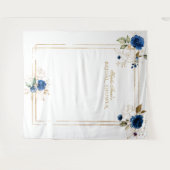 Tenture Élégant Accessoire de Fête de Mariage Bleu Floral (Devant (Horizontal))