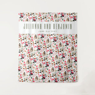 Tenture Élégant aquarelle rose verdure mariage personnalis