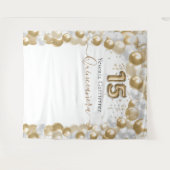 Tenture Élégant Arche de Ballons en Or Blanc pour Quinceañ (Devant (Horizontal))