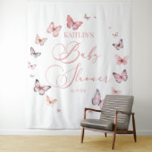 Tenture Élégant Baby shower à papillon rose doux (En situation)
