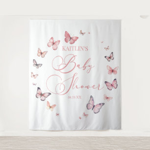 Tenture Élégant Baby shower à papillon rose doux
