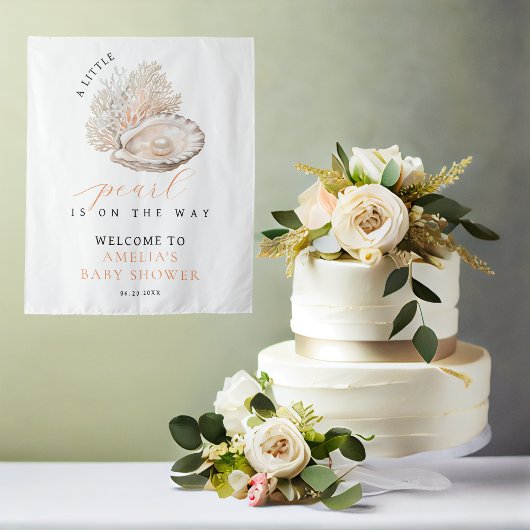 Tenture Elégant Baby shower de perles côtières Bienvenue