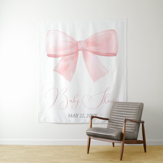 Tenture Élégant Baby shower rose pastel Bow (En situation)