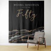 Tenture Elégant Black Gold Agate 50e Anniversaire fond (En situation)