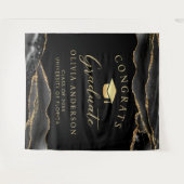 Tenture Elegant Black & Gold Graduation Party Backdrop (Devant (Horizontal))