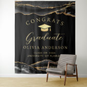 Tenture Elegant Black & Gold Graduation Party Backdrop (En situation)