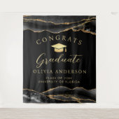 Tenture Elegant Black & Gold Graduation Party Backdrop (Devant)