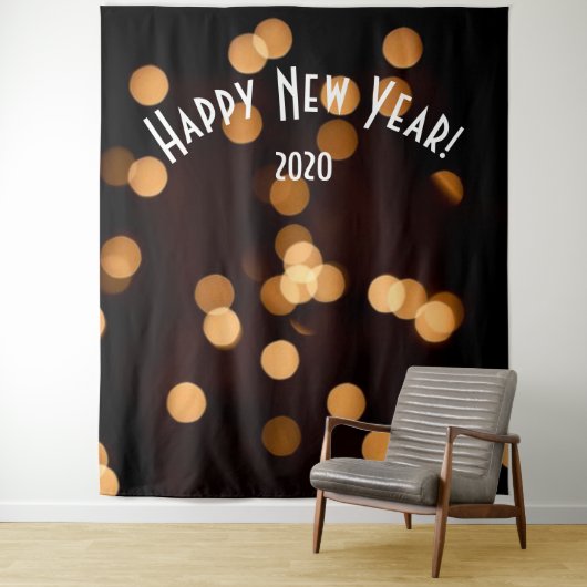 Tenture Elégant Black Gold Nouvel An Photo Booth Arrière-p (En situation)