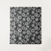 Tenture Elegant Black White Geometric Flowers Starburst (Devant)