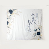 Tenture Elégant bleu blanc Fête des mariées florale fond (Devant (Horizontal))