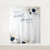 Tenture Elégant bleu blanc Fête des mariées florale fond (Devant)