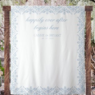Tenture Elégant bleu et blanc Mariage Fairytale fond