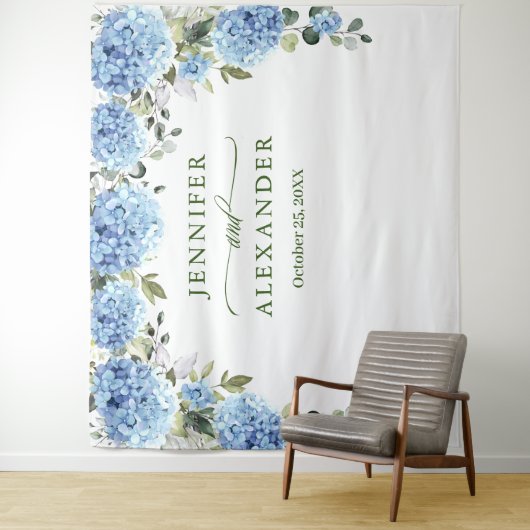 Tenture Elégant bleu Hydrangea Mariage photo fond (En situation)