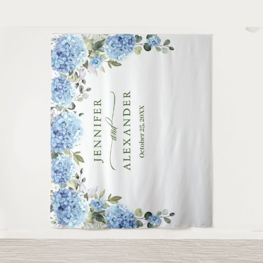 Tenture Elégant bleu Hydrangea Mariage photo fond (Devant)