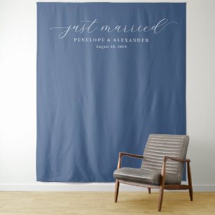 Tenture Élégant Bleu Nuit Juste Mariés