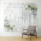 Tenture Élégant Bleu Poussiéreux Eucalyptus Verdure Marbre (En situation (horizontale))