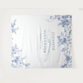 Tenture Elégant bleu victorien Floral Mariage fond (Devant (Horizontal))