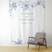 Tenture Elégant bleu victorien Floral Mariage fond (En situation)