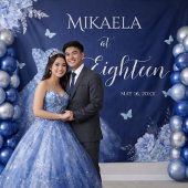 Tenture Elegant Blue 18th Birthday Backdrop Tapestry