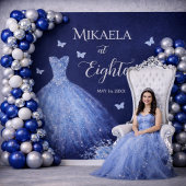 Tenture Elegant Blue 18th Birthday Backdrop Tapestry