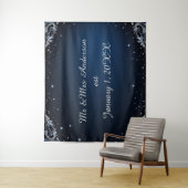 Tenture Elegant Blue and Silver Wedding Photo Backdrop (En situation)