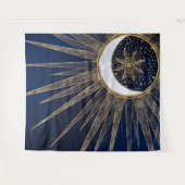 Tenture Elégant Blue Gold Sun Moon Mandala (Devant (Horizontal))