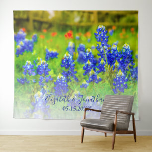 Tenture Elegant Bluebonnets Mariage Photo Booth Backdrop