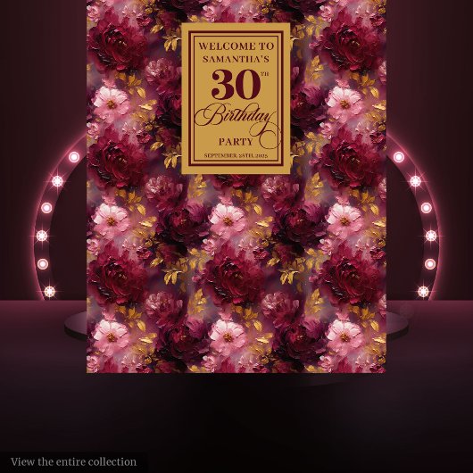 Tenture Elégant Blush Bourgogne Gold Boho 30e anniversaire