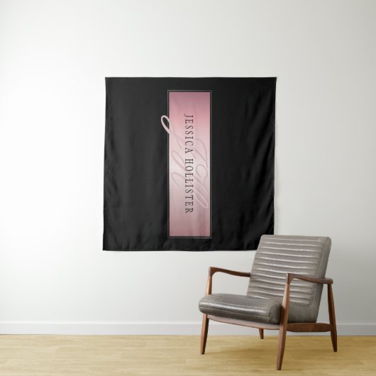 Tenture Elégant Blush Faux Rose Gold | Nom et initiales (En situation (horizontale))