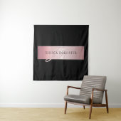 Tenture Elégant Blush Faux Rose Gold | Nom et initiales (En situation)