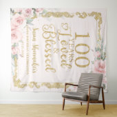 Tenture Élégant Blush Floral 100e Anniversaire aimé bienhe (En situation (horizontale))