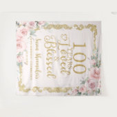 Tenture Élégant Blush Floral 100e Anniversaire aimé bienhe (Devant (Horizontal))