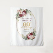 Tenture Elegant Boho Burgundy Eucalyptus 60th Birthday (Devant)