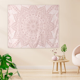 Tenture Elégant Boho Rose Blush Mandala Girly