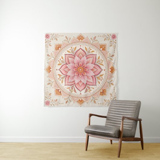 Tenture Elegant Boho Wall Tapestry 57in Square Design (En situation)