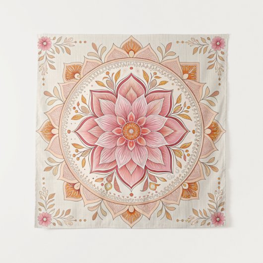 Tenture Elegant Boho Wall Tapestry 57in Square Design (Devant)