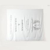 Tenture Elegant botanical crest monogram Welcome sign (Devant (Horizontal))