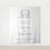 Tenture Elegant botanical crest monogram Welcome sign (Devant)