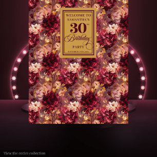 Tenture Elégant Burgundy Blush Gold 30th Birthday fond