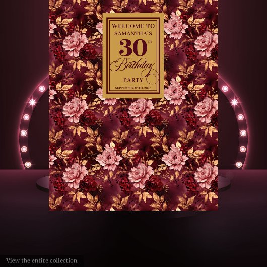 Tenture Elégant Burgundy Blush Gold Boho 30e anniversaire