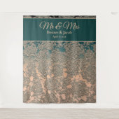 Tenture Elégant Champagne Mariage Turquoise Monogramme Con (Devant)