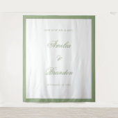 Tenture Elegant Classic Sage Green Border Wedding Backdrop (Devant)
